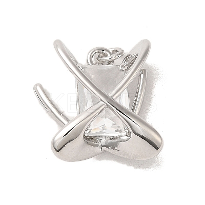 Brass Micro Pave Clear Cubic Zirconia Pendants KK-R155-06P-1