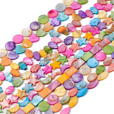 10 Strands Colorful Natural Freshwater Shell Dyed Beads Strands SHEL-M018-04-1