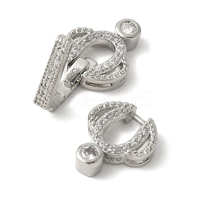 Brass Pave Clear Cubic Zirconia Fold Over Clasps KK-M320-21P-1