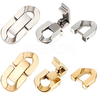 6Pcs 2 Colors 304 Stainless Steel Fold Over Clasps STAS-BBC0003-02-1