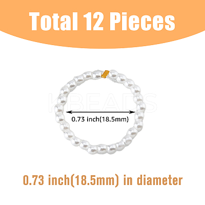 12Pcs Plastic Imitation Pearl & Brass Beaded Stretch Ring RJEW-FI0001-10-1