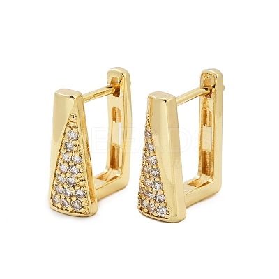 Rectangle Brass Micro Pave Clear Cubic Zirconia Hoop Earrings EJEW-L299-07G-1