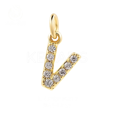 Brass Cubic Zirconia Pendants with Jump Rings FIND-PW0024-09V-1