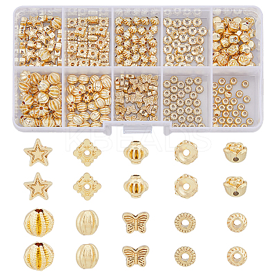 300Pcs 10 Styles Barrel Plating Alloy Beads FIND-DC0002-88-1