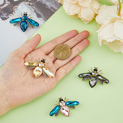 4Pcs 4 Colros Rhinestone Bee Brooch Pin JEWB-HY0001-03-1