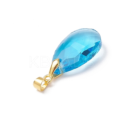 10Pcs 5 Colors Faceted Teardrop Glass Pendants PALLOY-JF03737-01-S-1