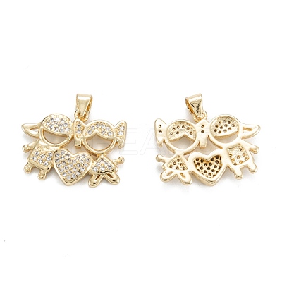 Brass Micro Pave Clear Cubic Zirconia Pendants ZIRC-M115-27G-1
