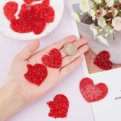 10Pcs 5 Size Heart Resin Rhinestone Patches DIY-AR0002-02-1