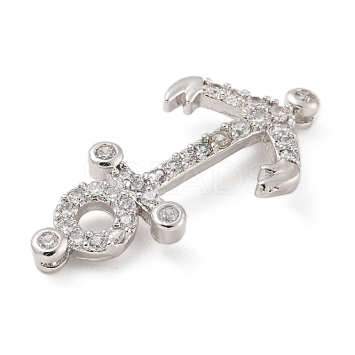 Rack Plating Brass Micro Pave Clear Cubic Zirconia Slide Charms KK-A234-015P-1