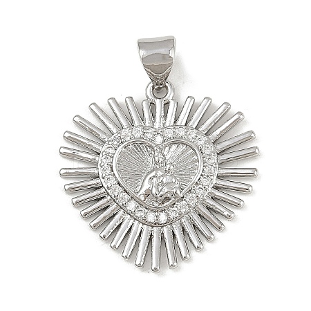 Brass Micro Pave Cubic Zirconia Pendants KK-P323-11F-P01-1