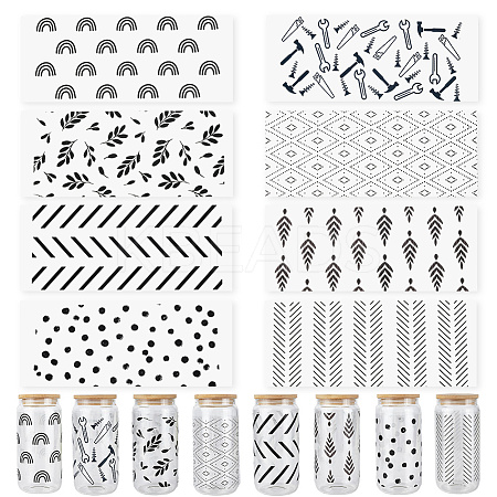 8Pcs 8 Styles PVC Plastic Waterproof Decorative Sticker Labels DIY-SP0004-93A-1