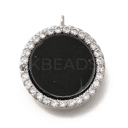 Brass Micro Pave Cubic Zirconia and Acrylic Charms KK-Q035-02P-1