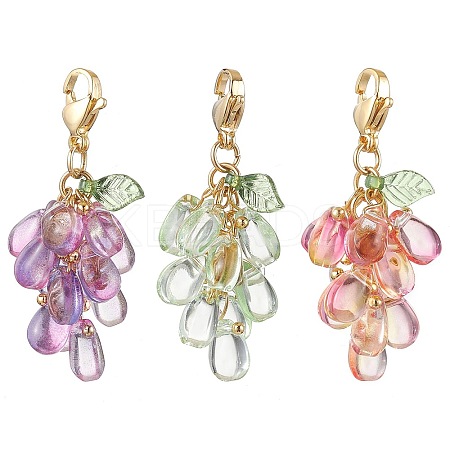 Teardrop Glass & Acrylic Pendant Decoration HJEW-TA00270-1