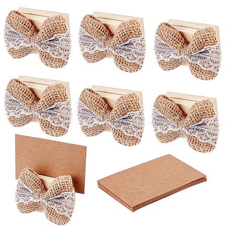 6 Sets Wood Place Card Holders AJEW-OC0001-35-1