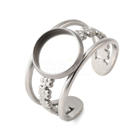 304 Stainless Steel Cuff Ring Components STAS-V012-01A-P-1