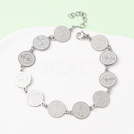 Religion 304 Stainless Steel Link Chain Bracelets for Women LS-BJEW-F524-01P-1