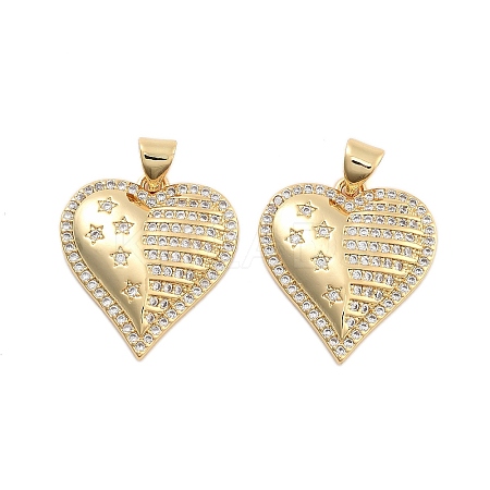 Brass Pave Clear Cubic Zirconia Pendants KK-U009-05G-G-1