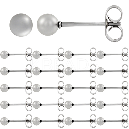 100Pcs 304 Stainless Steel Round Stud Earrings EJEW-BBC0002-05C-P-1