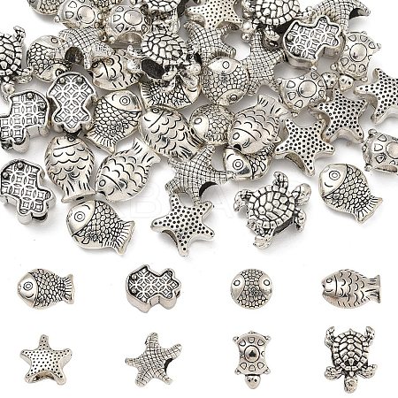 40Pcs 8 Styles Tibetan Style Alloy Beads TIBE-YW0001-64-1