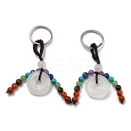 7 Chakra Natural Gemstone Tassel Keychain G-C066-06A-1