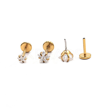 Stainless Steel Clear Cubic Zirconia Threadless Labret Stud WG18B1C-17-1