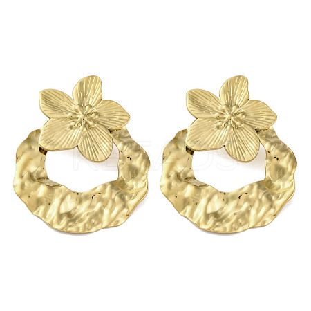 304 Stainless Steel Flower Theme Stud Earrings For Women EJEW-B110-04G-05-1