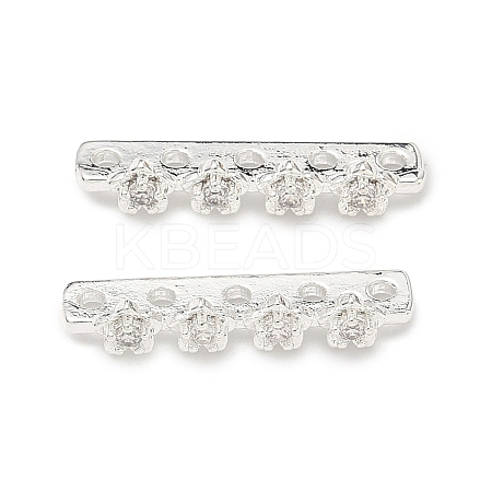 Brass Micro Pave Clear Cubic Zirconia Spacer Bars KK-Z139-11S-02-1
