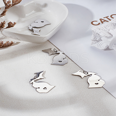 4Pcs 201 Stainless Steel Pendants STAS-LP0004-43-1