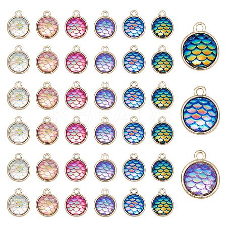 36Pcs 6 Colors Light Gold Alloy Resin Charms PALLOY-PH0001-82LG-1