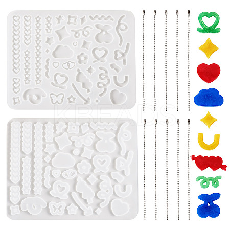 DIY Heart Pendant Silicone Molds & Iron Pendant Making Kits DIY-TA0011-01-1