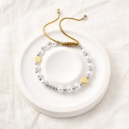 ABS Imitation Pearl Beads Braided Bead Bracelets for Women BJEW-D317-09B-PG-1