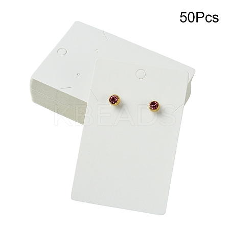 50Pcs Rectangle Kraft Paper One Pair Earring Display Cards with Hanging Hole CDIS-YW0001-16B-1
