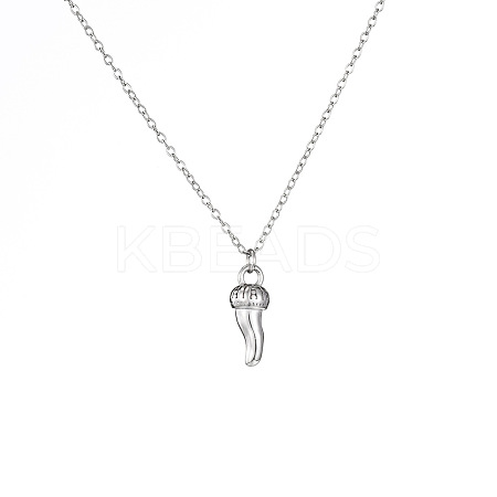 304 Stainless Steel Italian Horn Pendant Necklaces for Women WGAC5B5-03-1