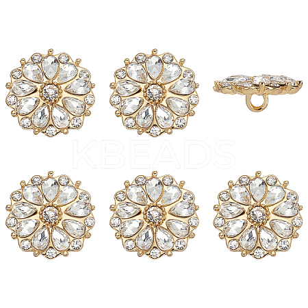 6Pcs Alloy Rhinestone Buttons BUTT-FG0001-58C-1