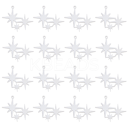 16Pcs 201 Stainless Steel Pendants STAS-DC0016-89P-1
