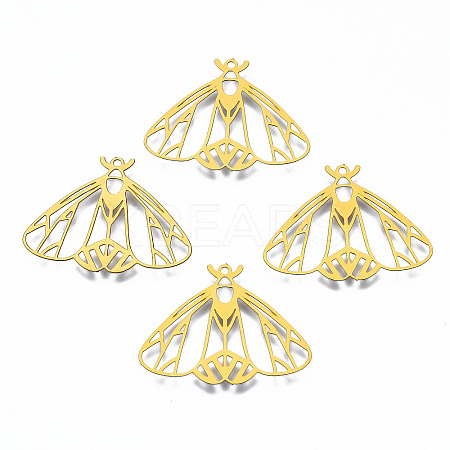 PVD Vacuum Plating 201 Stainless Steel Filigree Pendants LS-STAS-S118-009G-NF-1