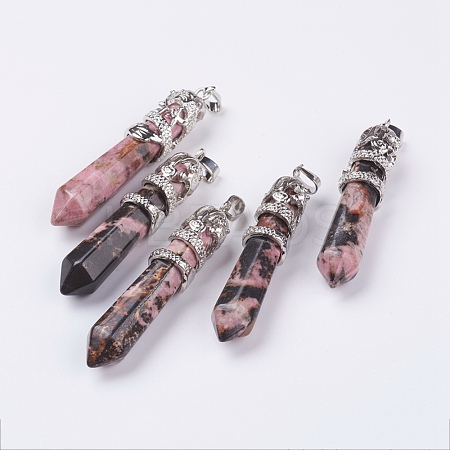 Natural Rhodonite Big Pointed Pendants G-G738-A-18-1