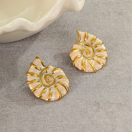 304 Stainless Steel Conch Stud Earrings LS-EJEW-A147-02G-1