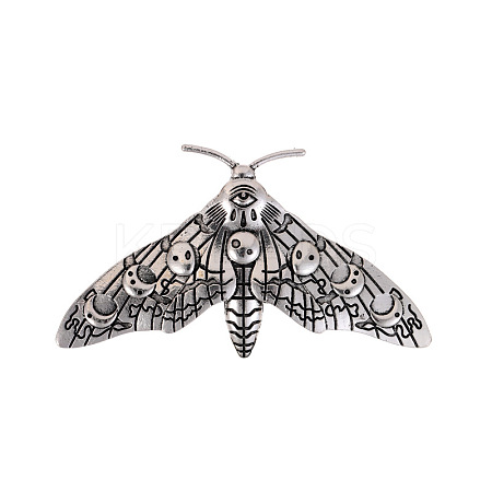 Moon Phase Moth Alloy Brooch Pin JEWB-Z031-06AS-1