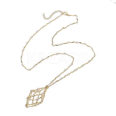 304 Stainless Steel Wavy Bar Link Chain Macrame Pouch Necklace Making NJEW-JN05064-02-1