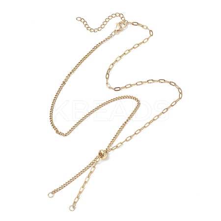 304 Stainless Steel Paperclip Chain Curb Chain Slider Necklace Making AJEW-JB01528-1