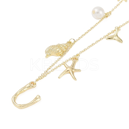 Bohemian Summer Beach Style 18K Gold Plated Shell Shape Initial Pendant Necklaces IL8059-21-1