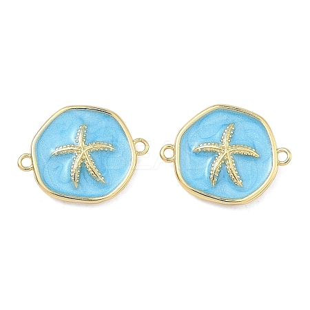 Ocean Brass Enamel Connector Charms KK-C251-05G-02C-1