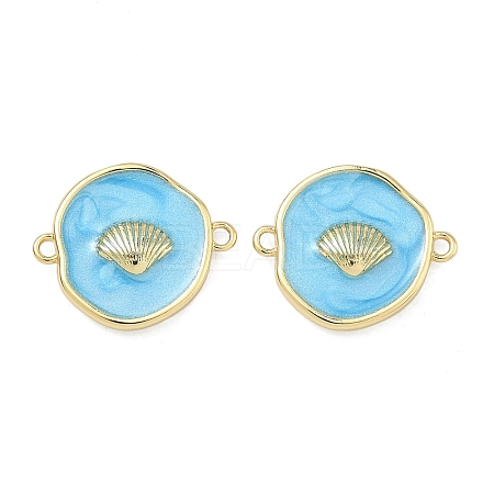 Ocean Brass Enamel Connector Charms KK-C251-05G-02D-1