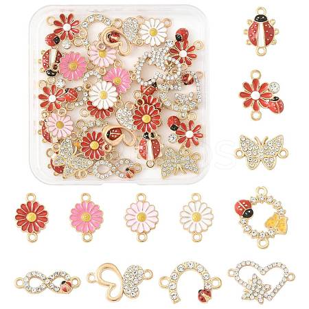 30Pcs 12 Styles Zinc Alloy Enamel Connector Charms FIND-FS0004-42-1