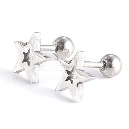 Tarnish Resistant 201 Stainless Steel Barbell Cartilage Earrings EJEW-R147-09-1