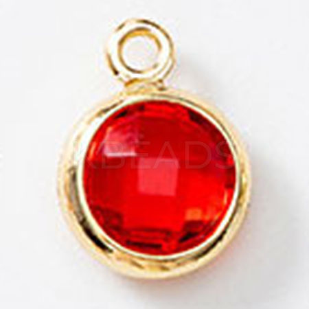 Birthstone Brass K9 Glass Charms KK-H002-28G-07-1