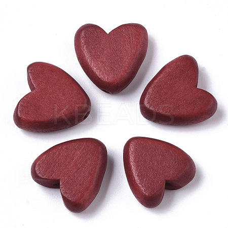 Painted Natural Wood Beads WOOD-R265-08F-1