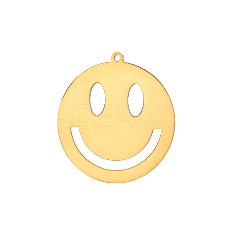 Smiling Face Charms 304 Stainless Steel Pendants STAS-OY004-54G-1