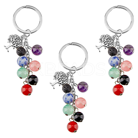 Natural & Synthetic Gemstone Beads & Alloy Charms Keychain KEYC-PH01455-S-1